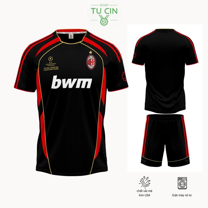 TOP QUẦN ÁO BÓNG ĐÁ,ÁO ĐÁ BÓNG RETRO ACM 2007 MÀU ĐEN CHẤT VẢI MÈ KIM USA CAO CẤP LOGO THÊU VIỀN MAY THOÁNG KHÍ. CIN SPORT ÁO ĐÁ BANH RETRO Nam Trang Phục