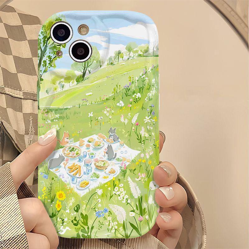 Product Introduction of Kitten Picnic for iPhone 15 Phone Case iPhone 15/14/13/12/11 Pro Cartoon XR/XS Max/8/7 3