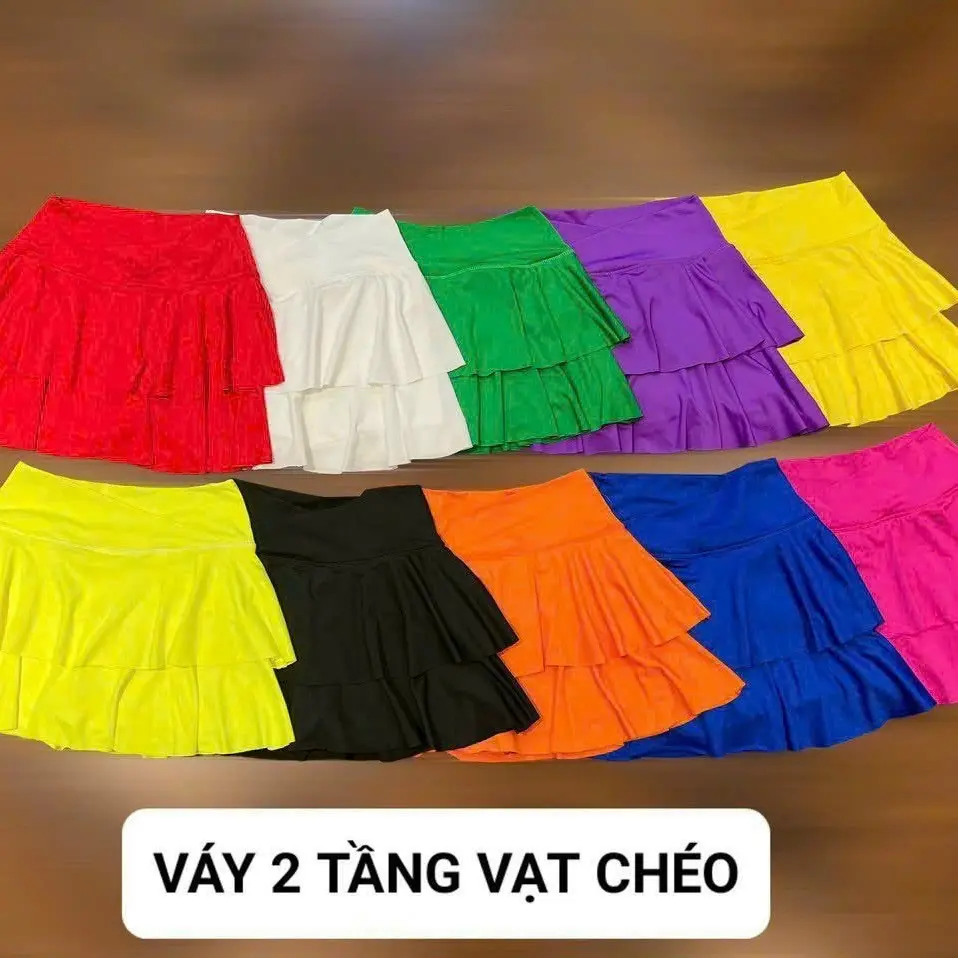 XẢ HÀNG - VÁY 2 TẦNG VẠT CHÉO. CHẤT THUN THỂ THAO.Bộ tập Zumba,Gym, Yoga, Aerobic, thể dục nữ Sport