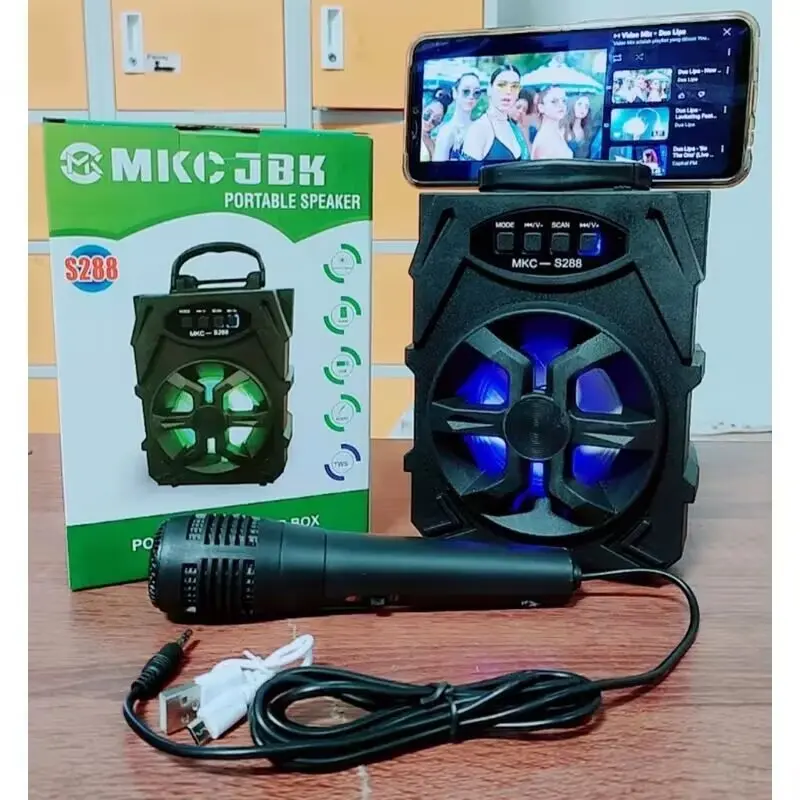 Speaker Bluetooth Portable S288 Free Mic Karaoke+kabel USB 0