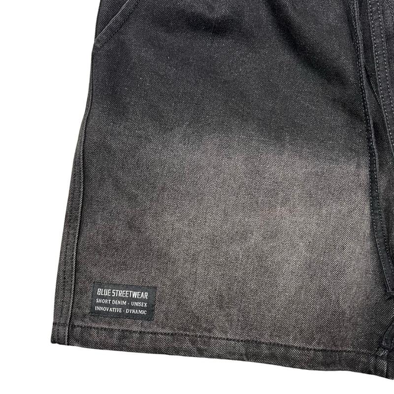 Quần Short Denim Unisex Black Wash - Quần lửng Jean Cotton Cao Cấp Form Trên Gối Blue Streetwear V2 2