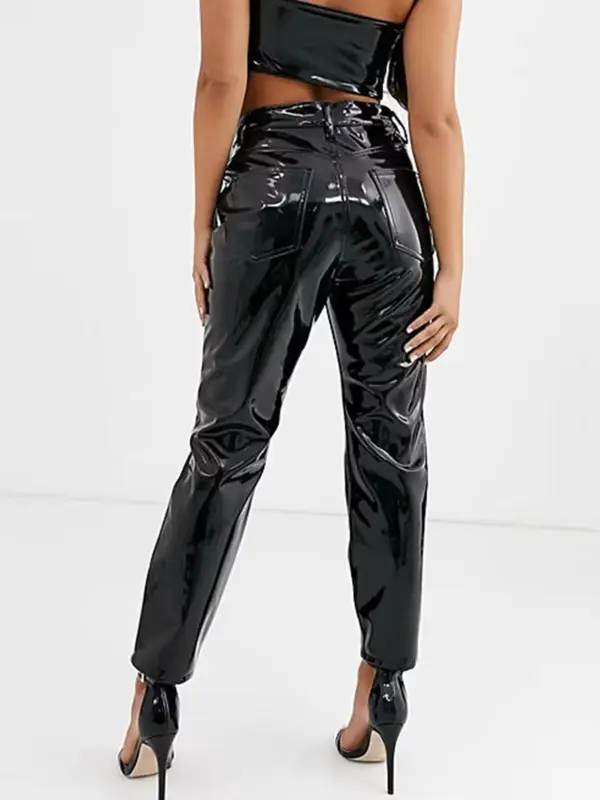 Women's PU Leather Pants, Fashionable High Waist Skinny Pants for Daily Outdoor Wear, Ladies Bottoms for All Seasons 1