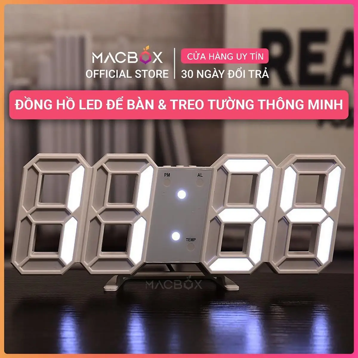 Đồng hồ LED để bàn 3D thông minh báo thức TN828 Smart Clock Decor Decor Phòng Treo Tường Trang Trí Nhà