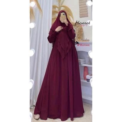 HASANAH SYARI JUMBO DAN ALL SIZE_GAMIS CERUTY BABY DOLL ORIGINAL PREMIUM, FULL FURING , GAMIS POLOS 6