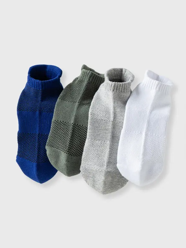 Men's Letter Print Ankle Socks, Casual Comfortable Breathable Low Cut Socks for Daily Wear, Multipack Knit Socks for Summer 6