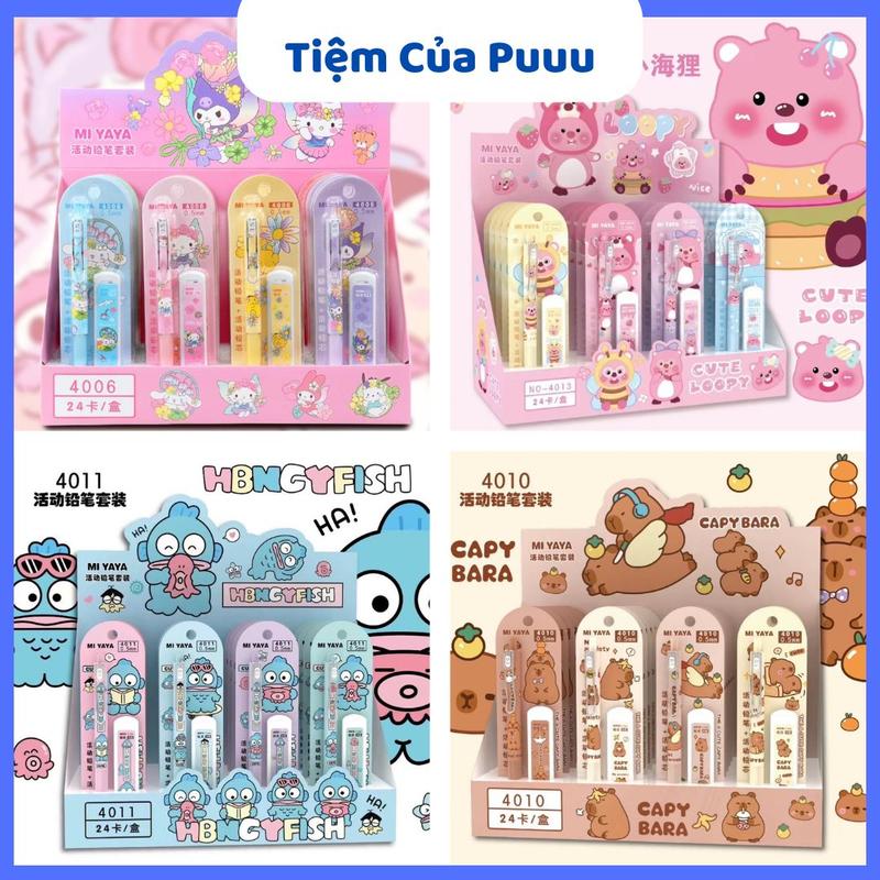 Bộ Bút Chì Kim Ngòi Chì Capybara Sanrio Chuột Lang Nước Dễ Thương - Tiệm Của Pu