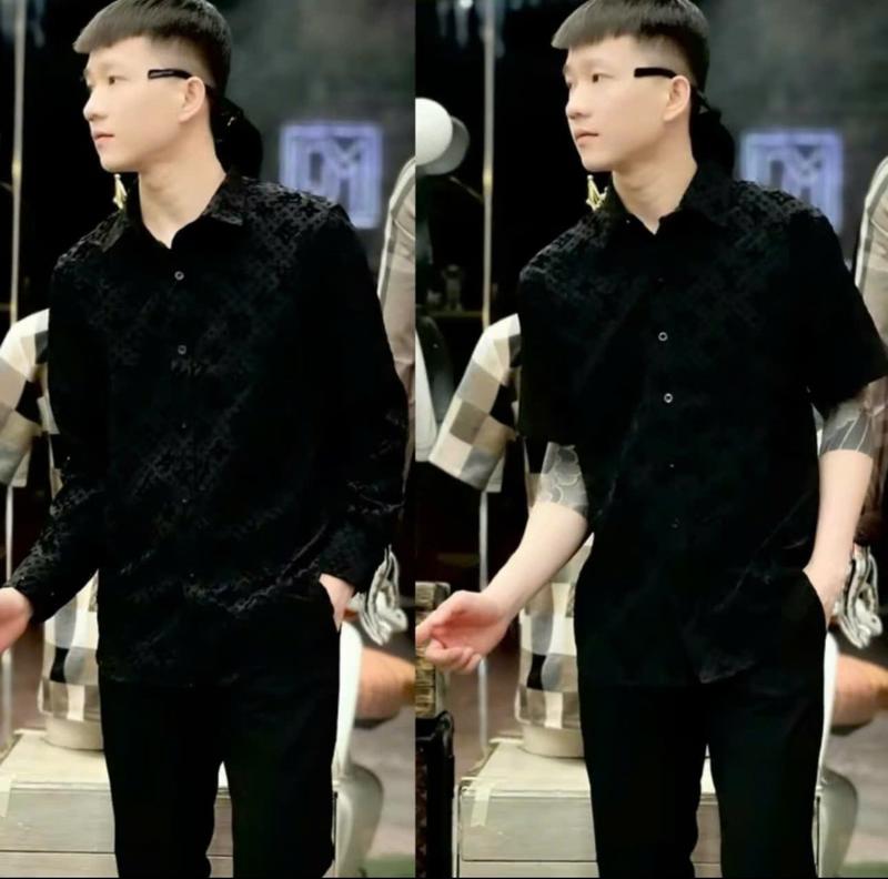 Áo sơ mi Nam phối họa tiết dập vân nổi phong cách thời trang boy phố dễ phối đồ chất vải nhung mền mại mẫu mới nhất Hót Trend Menswear Shirt Có Cổ