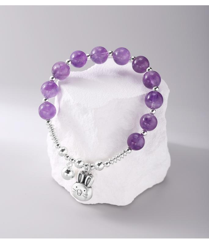[YÊN LAM] Lắc Tay Thạch Anh Tím Mix Charm Thỏ Bạc 925 - Thu Hút May Mắn & An Yên 2