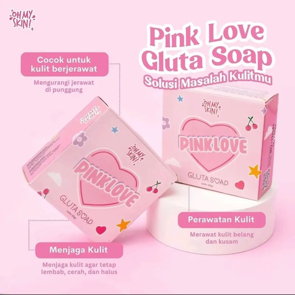 Ready Oh My Skin ! Ohmyskin PINK LOVE GLUTA SOAP sabun pencerah badan Original