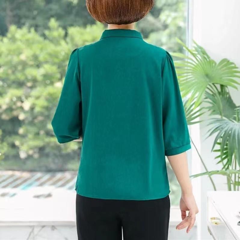 Áo Sơ Mi Tay Lỡ Cho Mẹ TRUNG NIÊN Phong Cách Phương Tây, Chất Liệu Voan, Áo Sơ Mi Nhỏ Thích Hợp Cho Mùa Xuân, Mùa Thu Và Mùa Hè, Hàng Mới Về Năm 2024, Dành Cho Phụ Nữ Trung Người Già Và Cao Tuổi Top Women 4