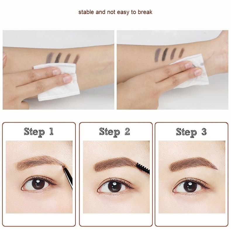ดินสอเขียนคิ้ว กันน้ำ ดินสอเขียนคิ้วแบบหมุน 2 in 1 มีแปรงปัดคิ้วในตัว มี 5 สีให้เลือก GMB