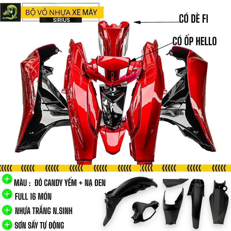 HOT Dàn Áo Sirius 50-110cc - Nhiều Màu Sắc - Full Nhám Bóng 16 Món Có Dè Fi Ốp Sihelo Phụ Kiện Phụ Tùng