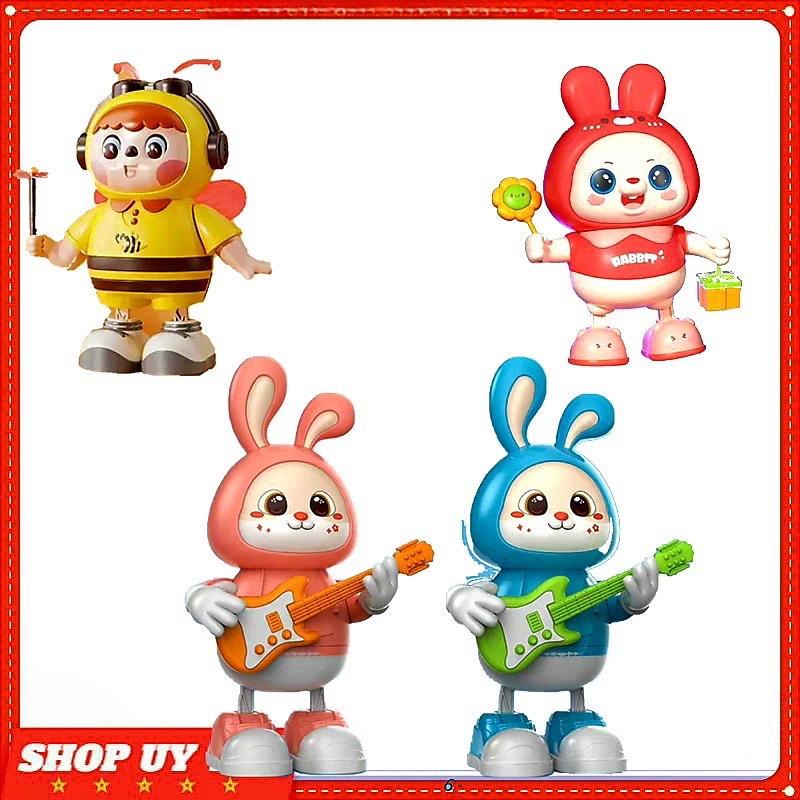Thỏ cầm hoa và ong vàng biết hát, nhảy múa có đèn nhấp nháy vui nhộn dễ thương cho bé (không kèm pin) Đồ Chơi có nhạc Kem