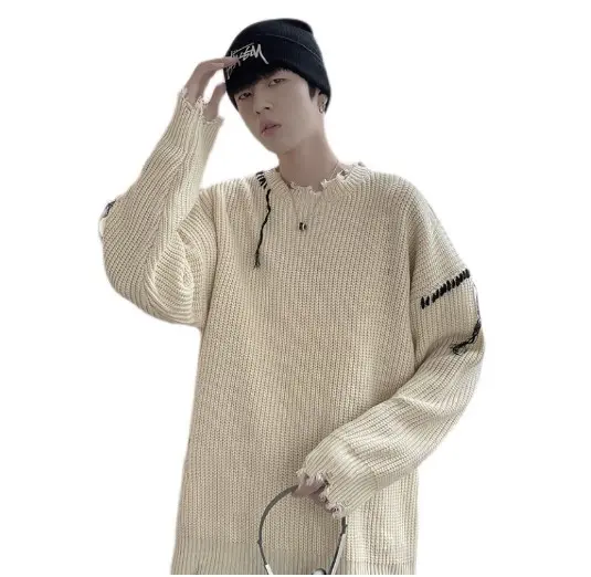 Áo sweater nam len đan thời trang unisex hàn quốc Áo len nam rách viền cá tính phong cách ulzzang đi chơi đi học học sinh, mặc nhóm 3