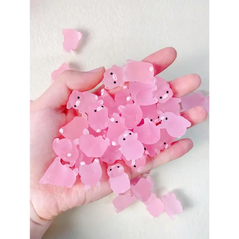 1Box Luminous Pig Design ABS Decoration Craft Set Creative Pink Mini Pig Shaped Decoration Object For Home Decoration Best Gifts Birthday 2