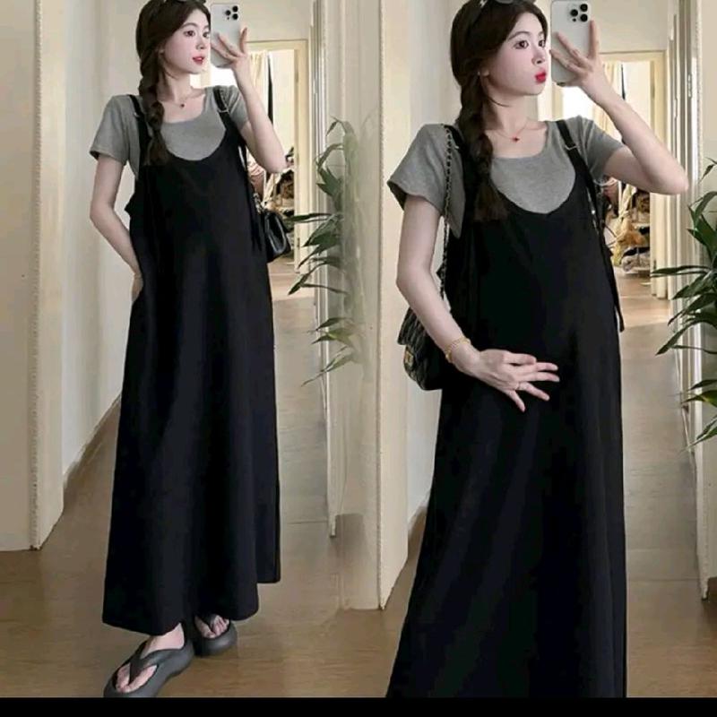 { DEAL MỞ BÁN} Váy yếm bầu 2 chi tiết( gồm áo+ yếm bầu) có tăng đơ điều chỉnh vai, ngực mặc thoả mái, dễ chịu