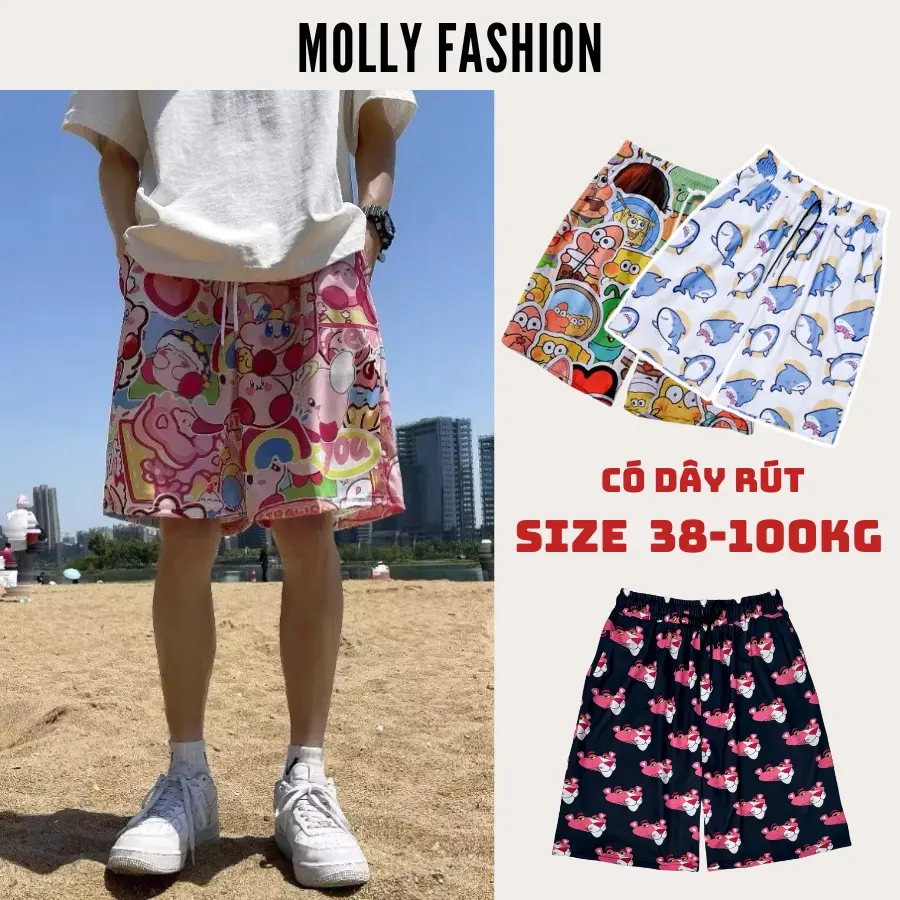 [BIGSIZE 38-100KG] Quần short hoạt hình NHIỀU MẪU có DÂY RÚT LƯNG ️ Unisex nam nữ 38-100kg Molly Fashion