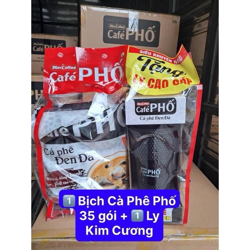 Cà phê đen đá Café Phố MacCoffee bịch 35gói x 16g tặng ly kim cương đen