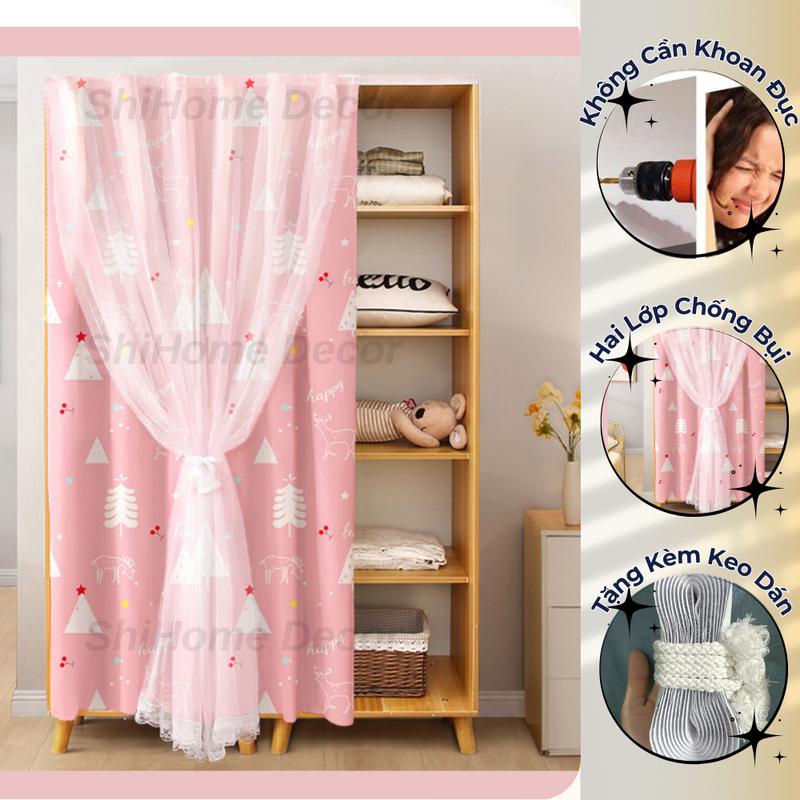 Rèm dán tường, rèm dán cửa sổ 2 LỚP Tiện Lợi, tặng keo dán tường miễn phí, hoạ tiết dễ thương chỉ có tại xưởng SHISONSON