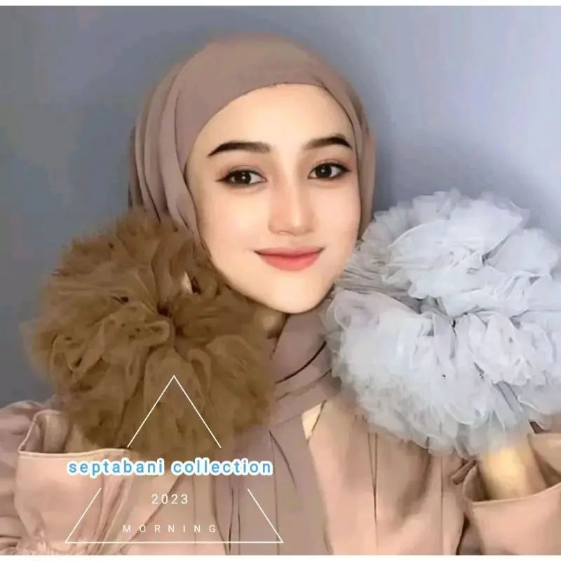 sepecial Special PROMO CEPOL TILE JUMBO | SCRUNCHIE TILLE JUMBO PREMIUM | CEPOL HIJAB ANTI PUSING soft tule Premium Gread A