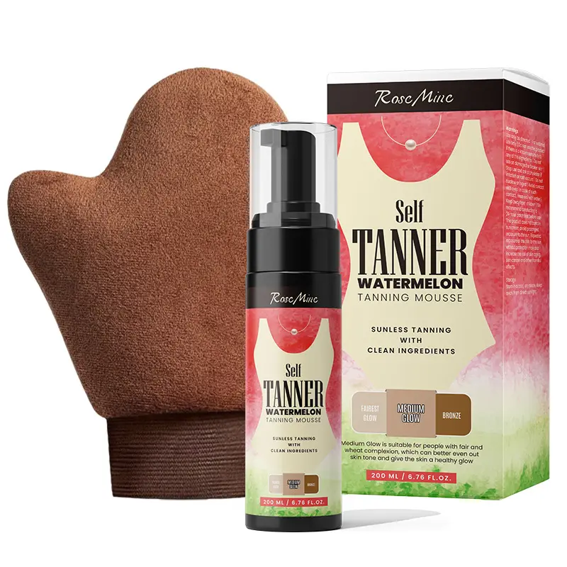 Tanning Mousse&tanning mitt,  Sunless Self Waterproof & Sweatproof Body Moisturizer, Long Lasting Tanning Cream, Sun Care Product for Women & Men