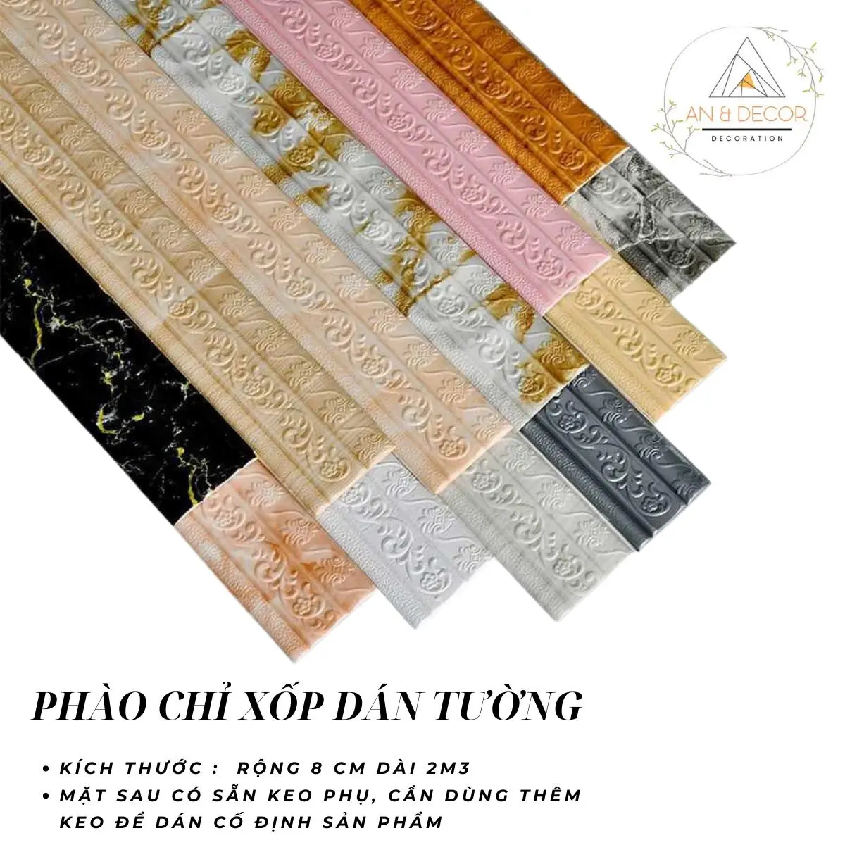 thanh phào chỉ xốp, viền xốp dán tường, rộng 8 cm dài 2m2