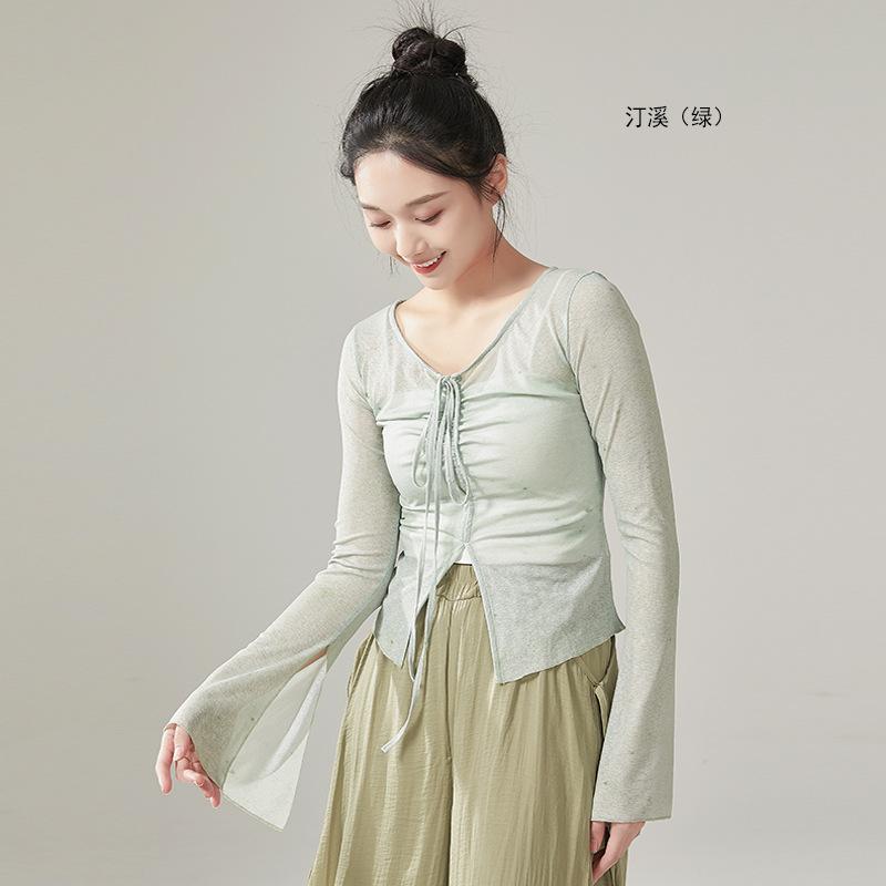 Classical Dance Printed Long-Sleeved Top Chinese Classic Dance Dancing Dress Modern Dance Practice Clothes Shapewear 5