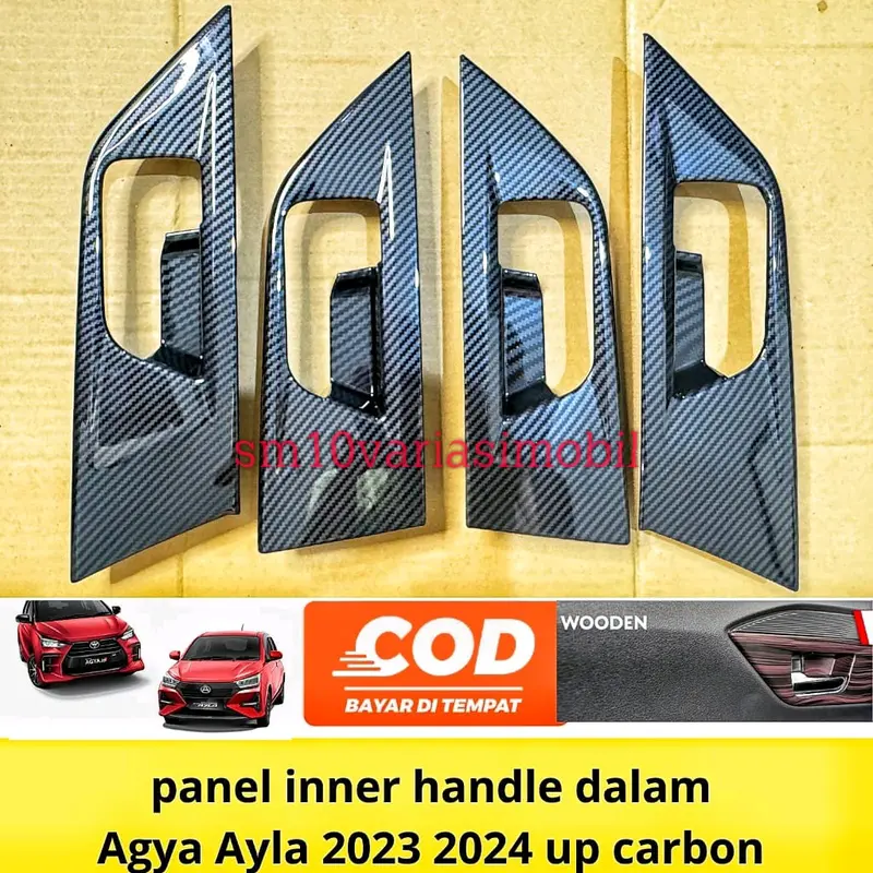 panel inner handle dalam Agya Ayla 2023 2024 2025 Hitam wood carbon 2
