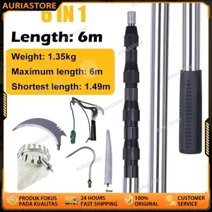 【Aksesoris/Set】6M Tongkat Panjang Untuk Petik Buah metal fruit picker / Gergaji Pemangkasan Cabang Ranting Dahan Benalu Tiang Tongkat Teleskopik