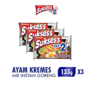 Sukses Mie Instan Goreng Ayam Kremes Bag 133g x3