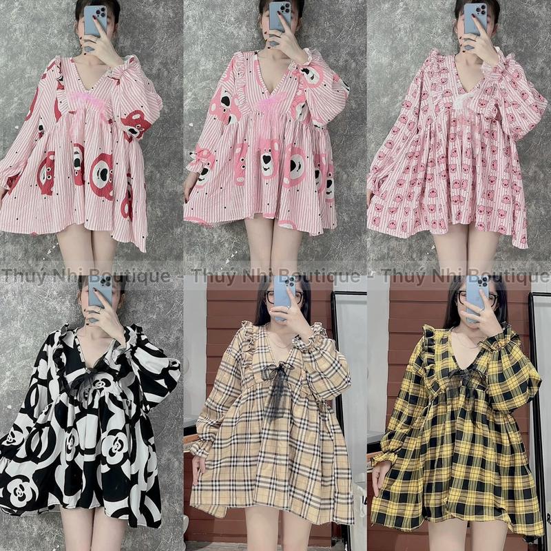 SET BABYDOLL KÈM QUẦN BÍ BO CHUN HOẠ TIẾT HOẠT HÌNH DỄ THƯƠNG