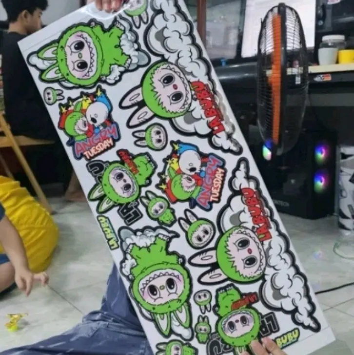 Decal Stiker Labubu Nhiều Màu Dán Xe Máy - Size Lớn, Tem Dán Cao Cấp, Chống Nước Siêu Tốt - Nhãn Dán 1