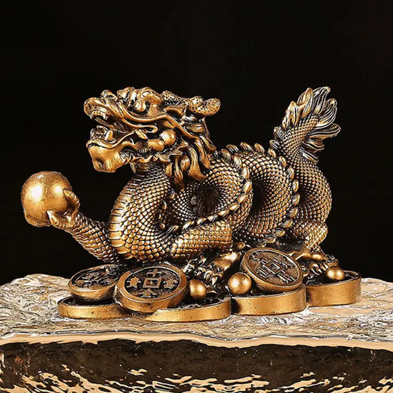 Tượng Rồng Hoàng Đạo Trung Quốc 2024, Mô Hình Tượng Rồng Năm, Đồ Trang Trí Thủ Công Bằng Nhựa, Thu Hút Sự Giàu Có Và May Mắn, Điêu Khắc Rồng Vàng / Đồng, Trang Trí Văn Phòng Và Gia Đình, Quà Tặng Năm Mới 8