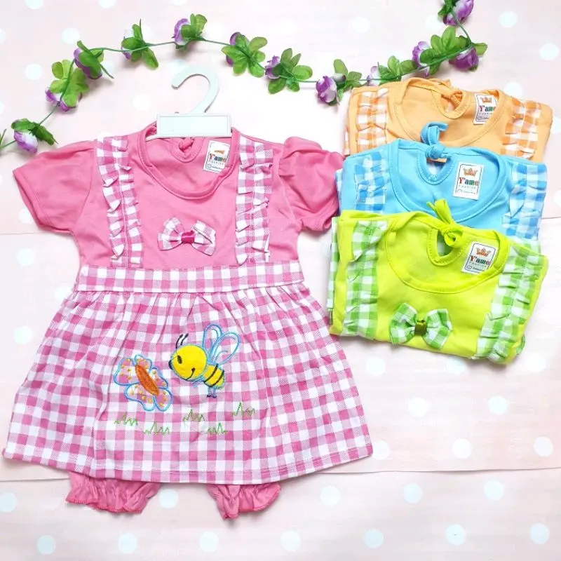12 PCS Setelan Baju Bayi Perempuan/ Setelan Bayi/ Dress bayi Lengan