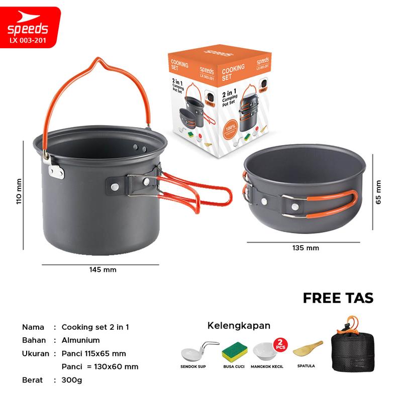 SPEEDS Alat Masak SET Mini Camping Cooking Paket Hiking Pancing Cookware Portable Tas Outdoor Aman  003-201 1