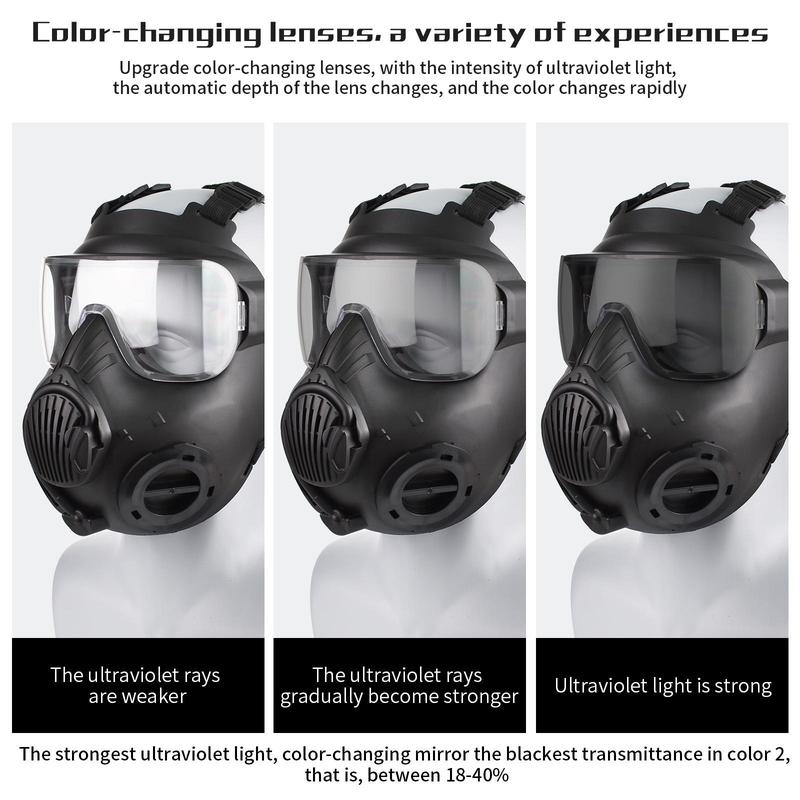 Full Face Mask, Face Cover with Ventilation Holes & Adjustable Strap & Sponge Nose Pad & Color-changing PC Reinforced Lens, Real-life CS Tactical Equipment 5