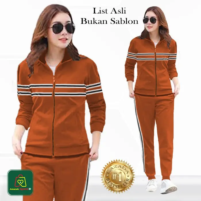 LPM 05564 NEW SENORITA SET Babyterry List Setelan Pakaian Olahraga Wanita Kaos Celana Training Senam Lari Size XL-XXXL Adem Serap Keringat