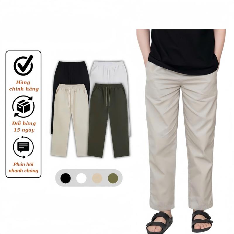 COMBO 2 CHIẾC Quần Kaki Nam Nữ Baggy Ống Suông Rộng Cạp Chun Unisex Vải Mềm Mại 4 màu Đen Trắng Be Rêu VINTINO QBK Cargo Menswear Ong Quần Âu Pants