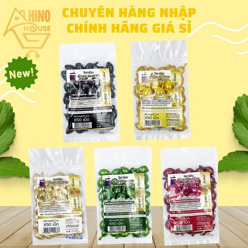Combo 50 Viên Serum Tóc Super Long Hair Thái Lan Hỗ Trợ Dưỡng Tóc, Ủ Tóc, Giúp Tóc Mềm Mượt - Hinohouse