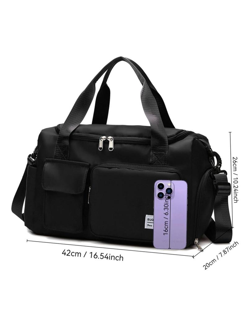 Product Introduction of Large Capacity Multi-pocket Travel Bag, Lightweight Storage Short-distance Sports Fitness Bag, Casual Solid Color Travel Bag for Men & Women 1