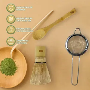 One Two Cups Matcha Set Kit Chasen Chashaku Chakoshi Bamboo 4 PCS - S38  - Tinari