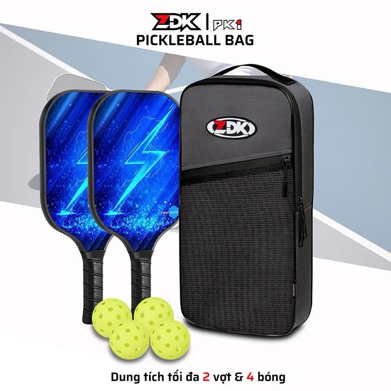 Túi đựng vợt Pickleball ZDK PK1 đẹp cao cấp chính hãng giá rẻ 2 vợt 4 bóng đai xách quai đeo chéo mẫu mới bền tốt sang xịn nam nữ tiện lợi