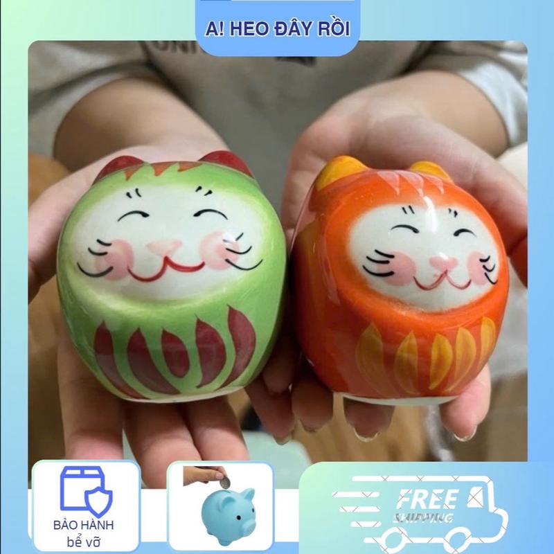 [ lỗ dẹt] Mèo DARUMA mini tiết kiệm mini cực đáng yêu/ heo nhét nhẫn mini Ống Tiết Kiệm Ống Heo Đựng Tiền