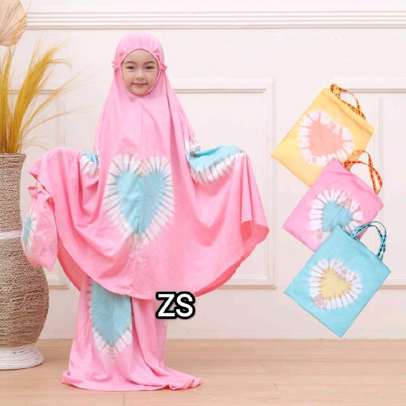 mukena anak untuk usia 6-7tahun#mukenaanak#mukenaanakmurah#mukenamotifabstrak Muslim Pink Hijau Kaos Nyaman Sekolah 0