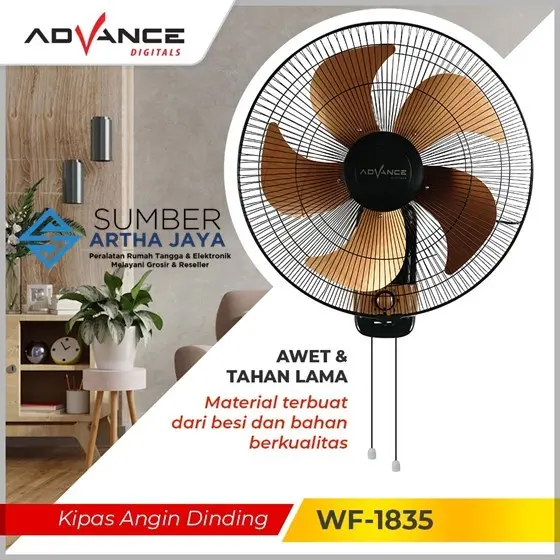 ADVANCE Wall Fan / Kipas Angin Dinding 18" WF-1835 - 5 Baling Besi, 3 Kecepatan 1