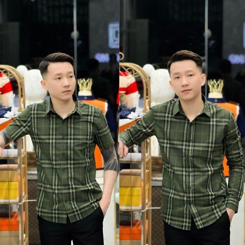 Áo sơ mi nam b. rờ xanh kẻ sọc caro vải xịn phong cách thanh lịch trẻ trung sang trọng dễ phối đồ chuẩn from Menswear