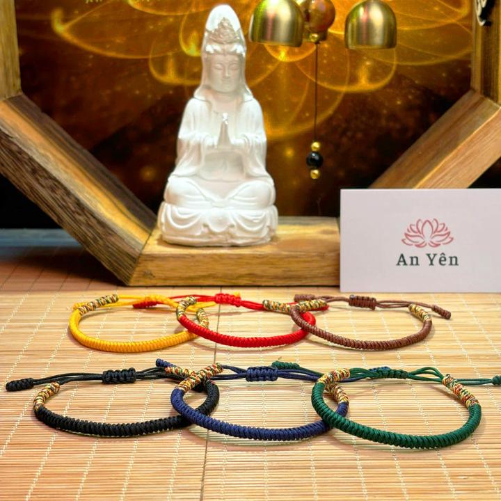 Theo mệnh Nhiều màu Vòng tay nam nữ theo mệnh kết hợp chỉ ngũ sắc có thể chỉnh được size