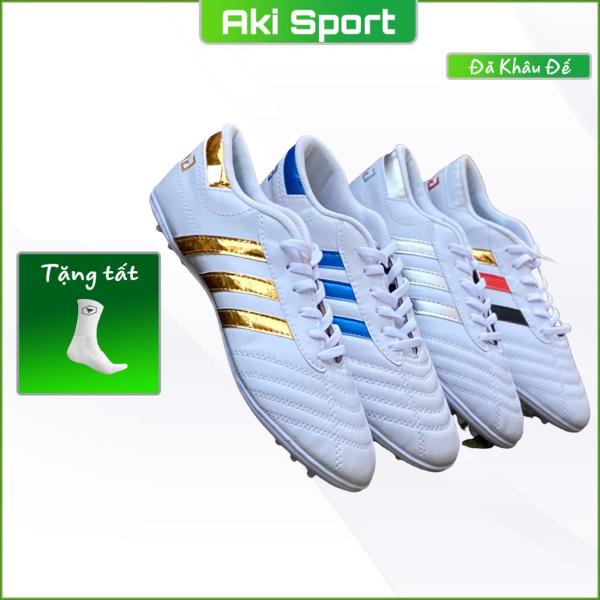 Giày đá bóng Geet trắng, giày bóng đá nam, giày đá banh - Aki Sport (gồm tất)