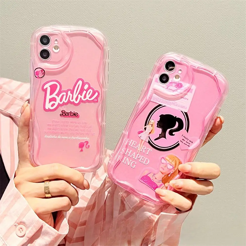 for Iphone 15 14 13 12 11 Pro Max Xr Xs Max 8 7 Sweet Cool Barbie Curved Wavy Soft Case
