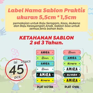 Label Plat Nama Stiker Baju dan Seragam Sekolah Bentuk Kotak